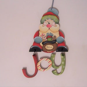Joy Santa  - Christmas Decoration/Tree Ornament - Designed by Paola Bassan- Hand Painted - Tree Decor