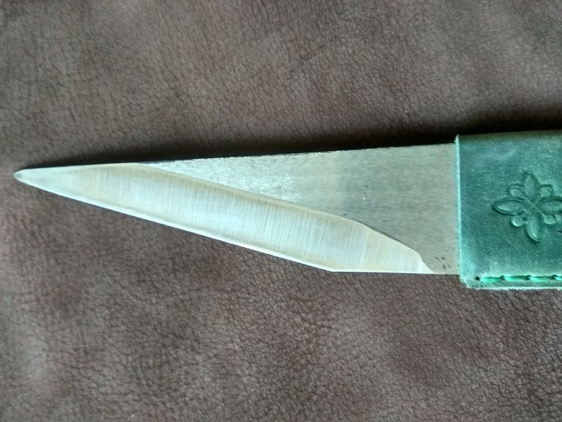 Knivlansett för läder vänsterhänt kniv Läderskalkkniv Läderhantverkskniv Handsmidd Kiridashi-stil Luthier-kniv Märkningskniv bild 2