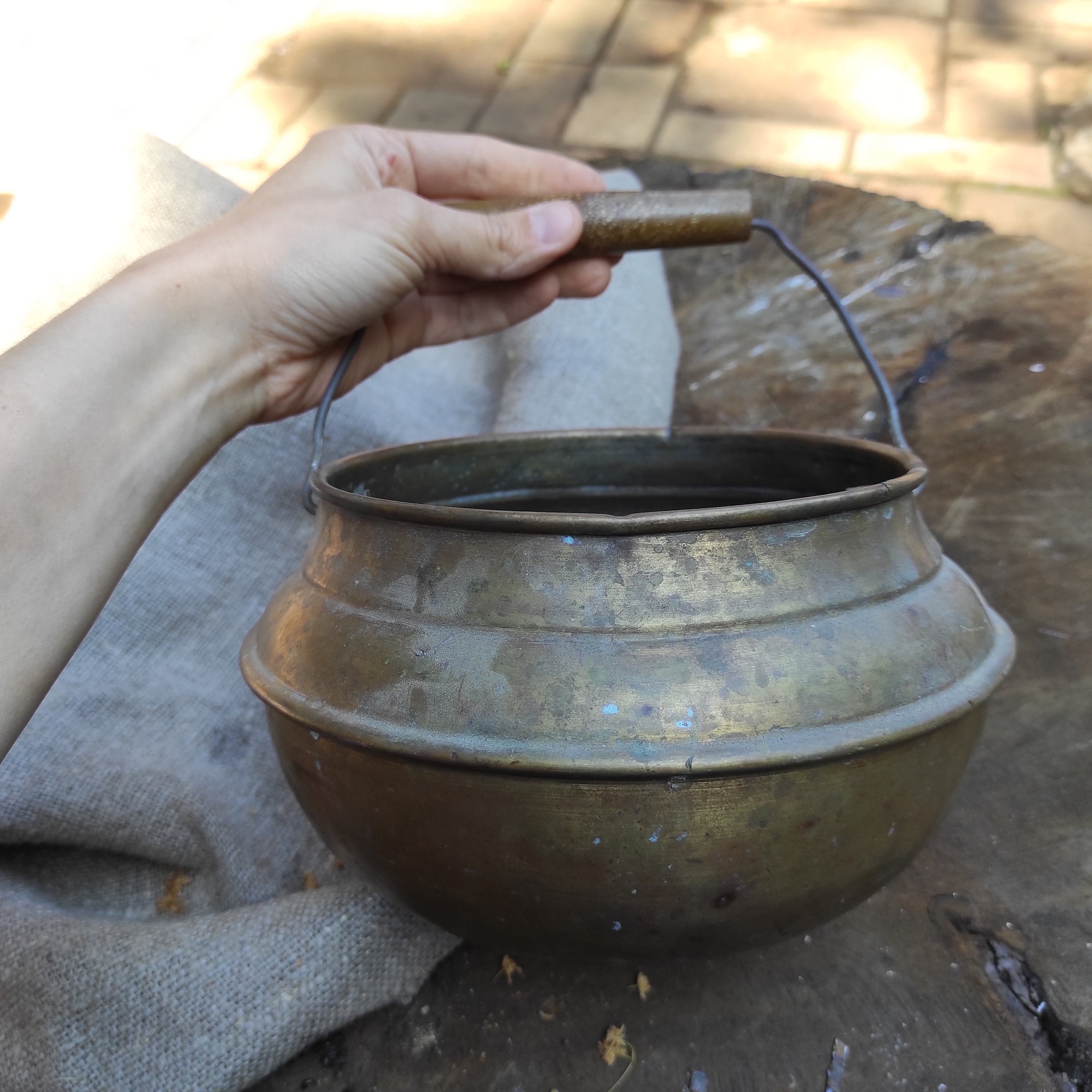 Vintage Brass Bucket With Handle Etsy UK