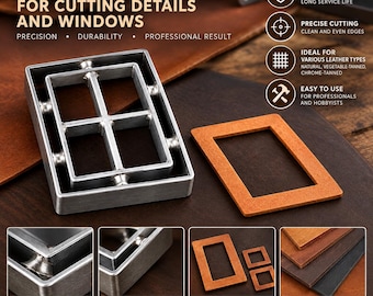 Leather Frame Cutting Die Mold, Metal Window Punch Mold for Leathercraft, Wallet Card Slot & Photo Frame Cutting Die  Custom Leather