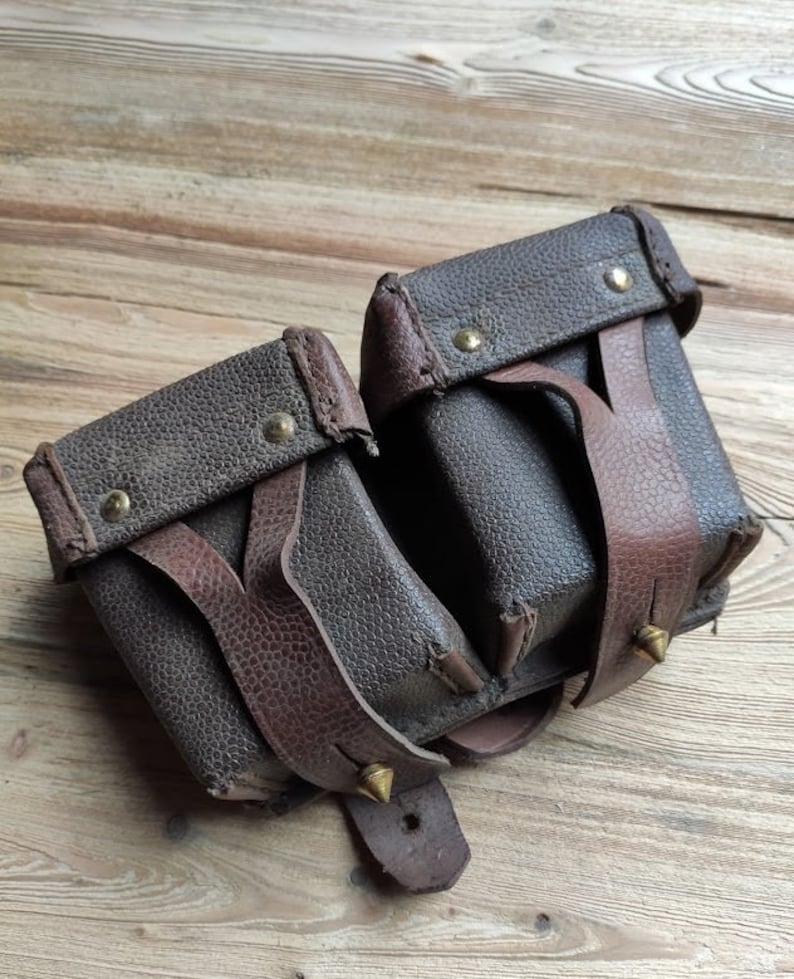 Bag for ammunition Vintage Soviet army leather ammo double Etsy
