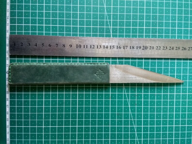 Knivlansett för läder vänsterhänt kniv Läderskalkkniv Läderhantverkskniv Handsmidd Kiridashi-stil Luthier-kniv Märkningskniv bild 4