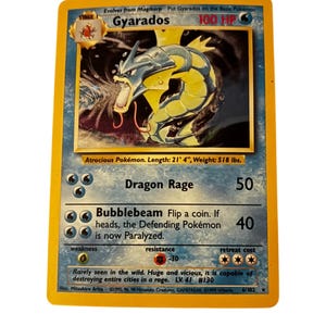 Rara carta da gioco Pokemon olografica Gyarados Vintage, 6/102*, da collezione