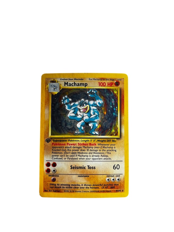 Buy Vintage 1995, 96, 98 Nintendo Pokemon Machamp Holographic 1st Edition Playing Card, Rare Online in India - Etsy Buy Vintage 1995, 96, 98 Nintendo Pokemon Machamp Holographic 1st Edition Playing Card, Rare Online in India - Etsy