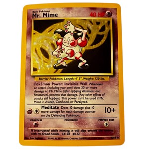 Rara carta Pokemon MisPrint Mr. Mime olografica vintage 6/64*, da collezione