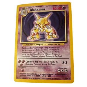 Seltene Vintage Alakazam Holographische Pokemon Spielerkarte, 1/102 *, Sammlerstück