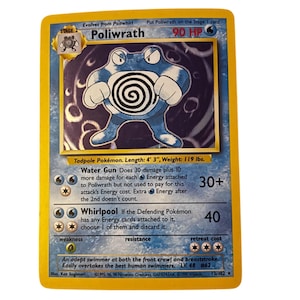 Seltene Vintage Holographische Poliwrath Pokemon Spieler Karte, 13/102*, Sammlerstück