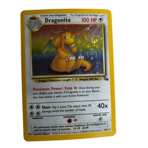 Seltene Vintage Dragonite Holographische Pokemon Spielkarte, sehr guter Zustand, Sammlerstück