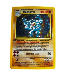 Vintage 1995, 96, 98 Nintendo Pokemon Machamp olografico 1a edizione carta da gioco, rara