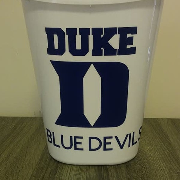 Duke Blue Devils Vinyl Die-Cut Trash Can Bathroom Laundry Man Cave  Football Office Men's Gift