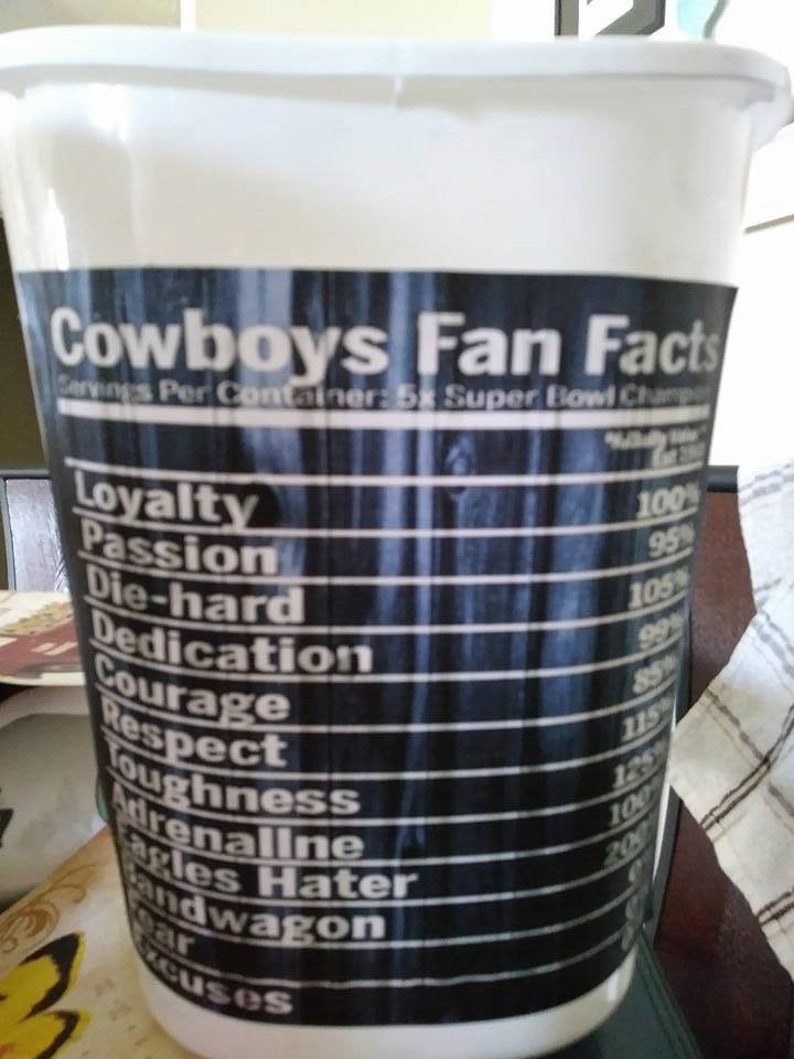 Dallas Cowboys Facts Trash Can Bathroom Laundry Man Cave NFL Etsy