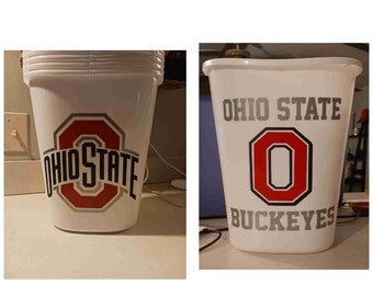 Ohio State Buckeyes Die-Cut Vinyl Trash Can Bathroom  Laundry Man Cave NCAA Football Men's Gift