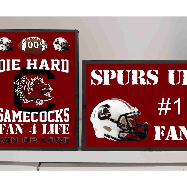 South Carolina Gamecocks 2pc set of free standing 5x4 inch wooden signs NCAA tier tray wreath insert