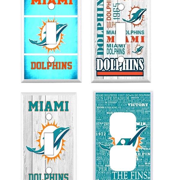 Miami Dolphins Light Switch Covers and Outlets NFL switch plates toggle switch Christmas Gifs Man Cave office bedroom garage