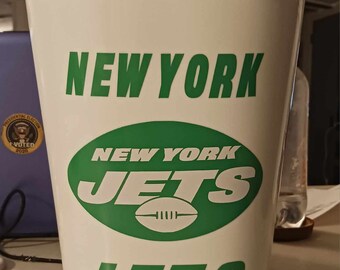 New York Jets Die-Cut Vinyl Decal Trash Can Bathroom  Laundry Man Cave NFL Football Men's Gift