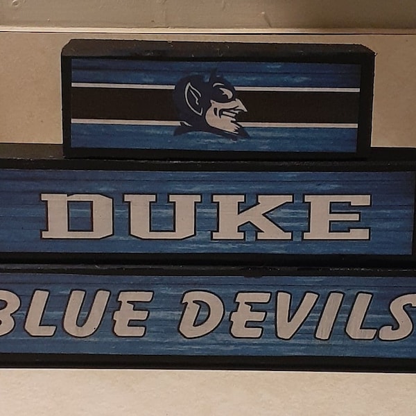 Duke Blue Devils 3pc 2x2 inch stackable wooden sign Office Man Cave NCAA Father's Day Men's Gift