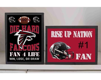 Atlanta Falcons 2pc set of free standing 5x4 inch wood signs NFL