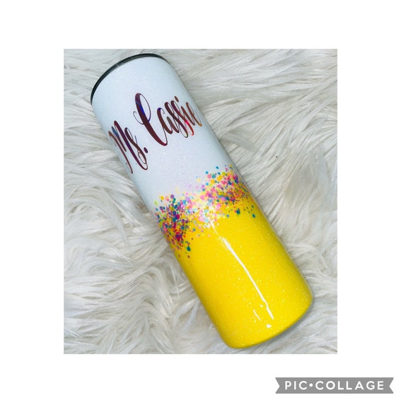 Yellow Glitter Tumbler Custom Yellow Glitter Tumbler Tumbler Etsy