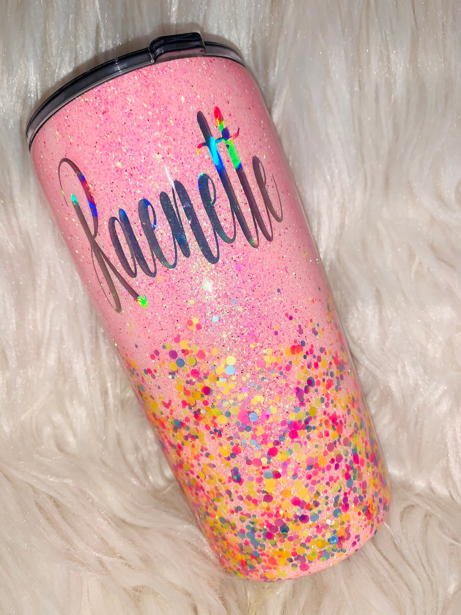 Pink glitter tumbler Tumbler personalized Glitter tumbler Etsy