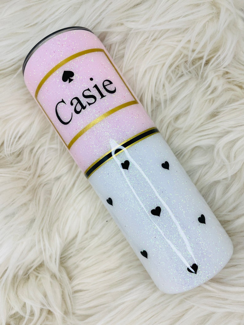 Kate Spade Tumbler Light Pink Glitter Tumbler White Tumbler Etsy