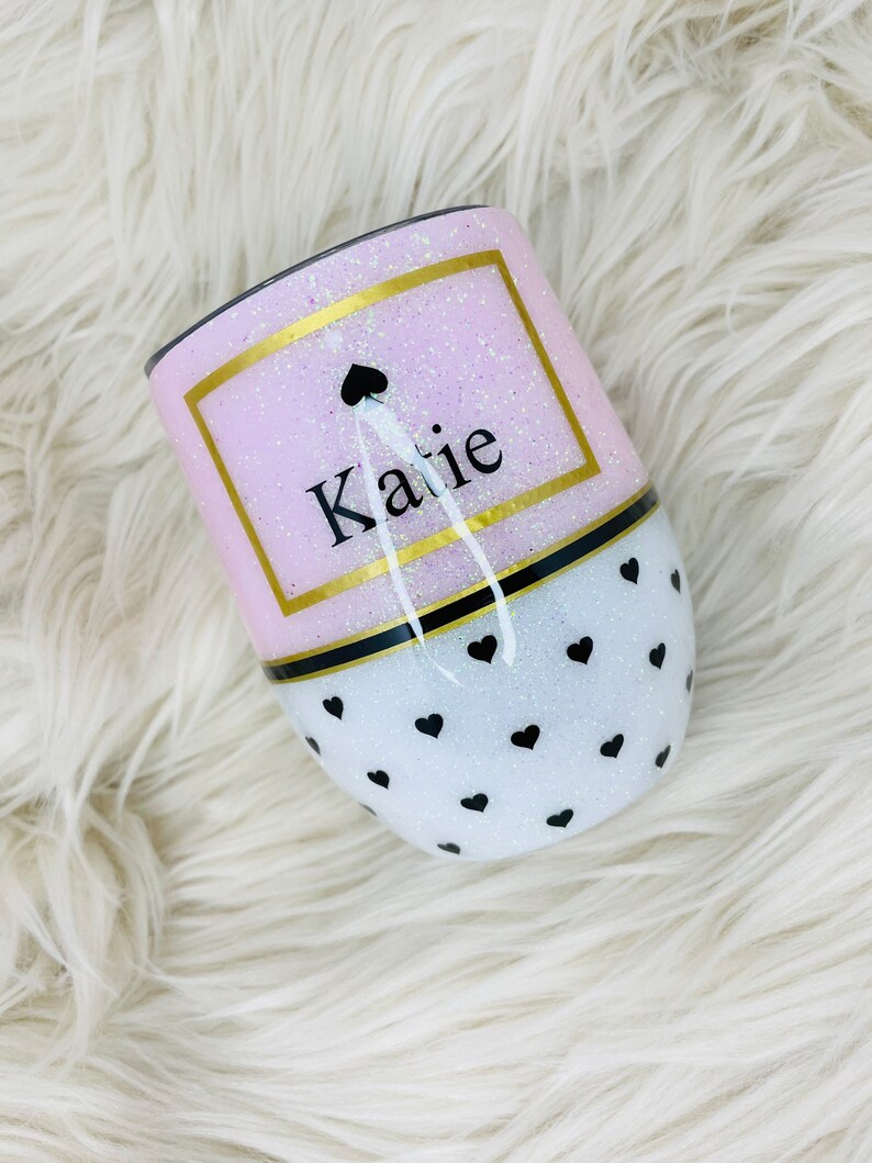 Kate Spade Tumbler Light Pink Glitter Tumbler White Tumbler Etsy