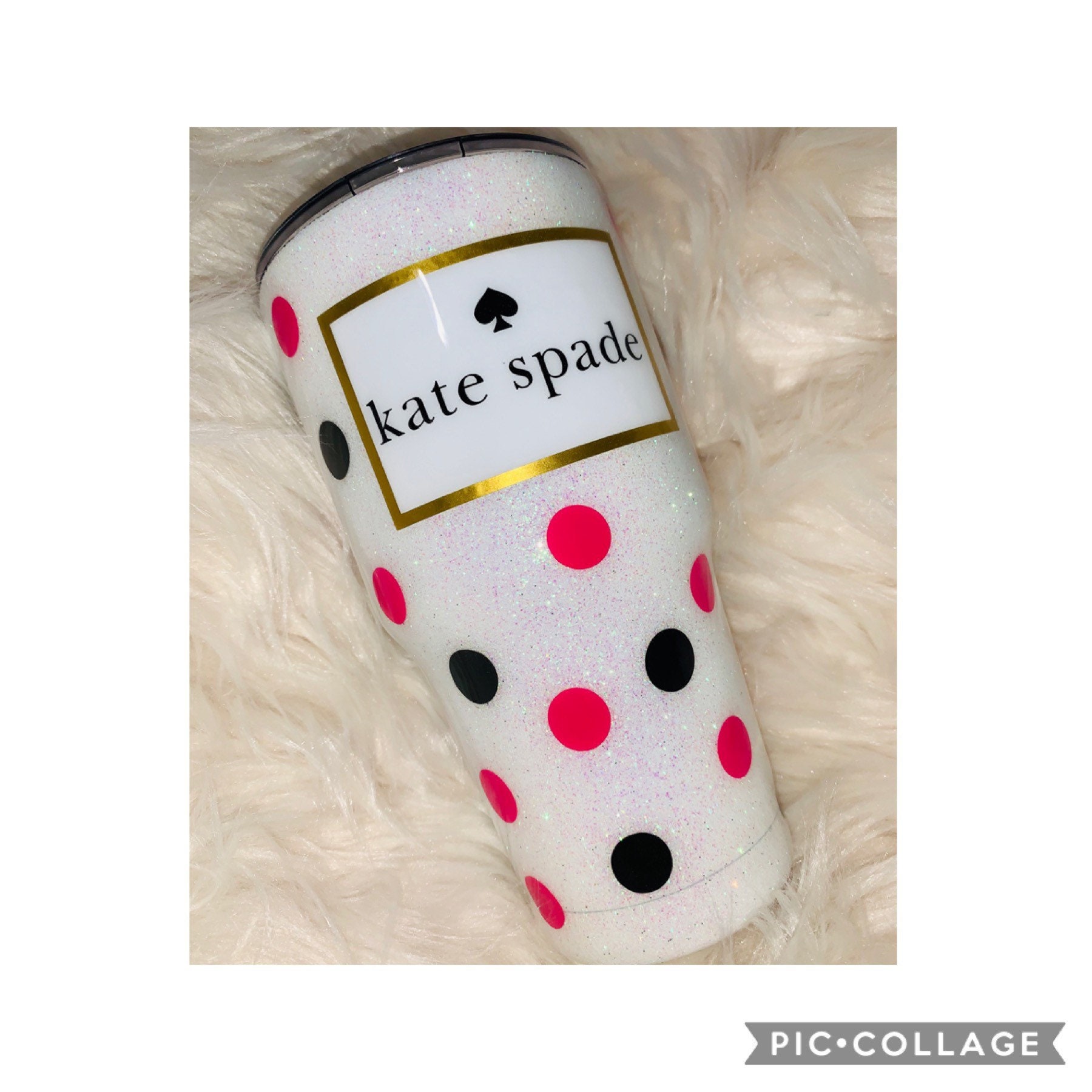 Kate spade tumbler Pink polka dot tumbler Polka dot tumbler Etsy
