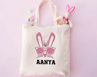 Personalized Easter Tote, Easter Egg Hunt Bag for Kids, Easter Gift Bag, Kids Custom Bunny Tote, Personalized Easter Bag ,Easter Basket Bag
