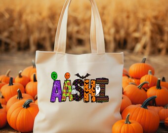 Personalized Halloween Tote Bag, Halloween Treat Bags for Kids, Kids Personalized Halloween Tote, Kids Halloween Bag, Trick or Treat Bag