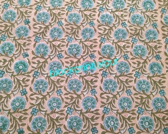 Hand Blok Print Katoenen Losse Stof, katoenen blok print stof, voile katoen stof, jaipuri bedrukte stof, Indiase katoenen blok print stof