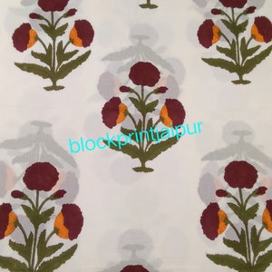 Hand Block Print Cotton Loose Fabric, coton bloc tissu imprimé, tissu en coton voile, tissu imprimé jaipuri, tissu imprimé bloc de coton indien