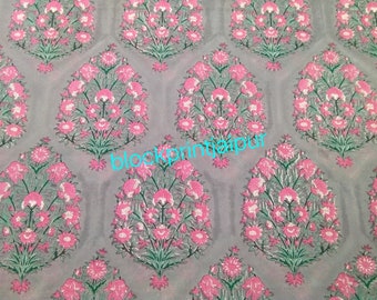 Hand Blok Print Katoenen Losse Stof, katoenen blok print stof, voile katoen stof, jaipuri bedrukte stof, Indiase katoenen blok print stof