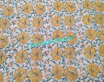Hand Block Print Cotton Loose Fabric,cotton block print fabric,voile cotton fabric, jaipuri printed fabric, indian cotton block print fabric