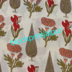 Tissu lâche en coton imprimé, tissu de voile de coton, tissu de coton de Jaipuri, tissu indien de coton, tissu de coton par des yards, tissu de coton pour des robes