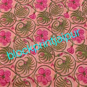 Hand block print cotton loose fabric,Cotton voile fabric,Jaipuri cotton block print fabric,Indian cotton fabric,Cotton fabric for dresses