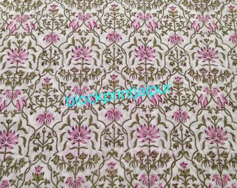 Hand Block Print Cotton Loose Fabric,cotton block print fabric,voile cotton fabric, jaipuri printed fabric, indian cotton block print fabric