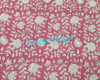 Hand Blok Print Katoenen Losse Stof, katoenen blok print stof, voile katoen stof, jaipuri bedrukte stof, Indiase katoenen blok print stof