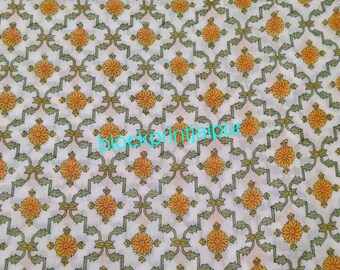 Hand Block Print Cotton Loose Fabric,cotton block print fabric,voile cotton fabric, jaipuri printed fabric, indian cotton block print fabric