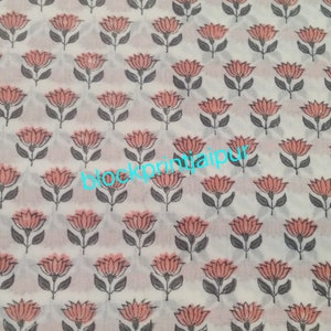 Hand Block Print Cotton Loose Fabric, coton bloc tissu imprimé, tissu en coton voile, tissu imprimé jaipuri, tissu imprimé bloc de coton indien