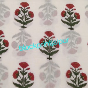 Hand Block Print Cotton Loose Fabric, coton bloc tissu imprimé, tissu en coton voile, tissu imprimé jaipuri, tissu imprimé bloc de coton indien