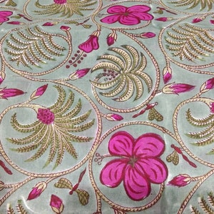 Main bloc imprimé lâche tissu de coton, tissu imprimé de bloc de coton, tissu de coton voile, fleur tropicale tissu imprimé, tissu imprimé de coton indien bloc
