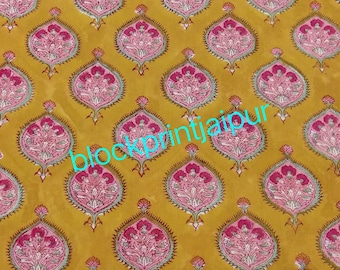 Hand Block Print Cotton Loose Fabric,cotton block print fabric,voile cotton fabric, jaipuri printed fabric, indian cotton block print fabric