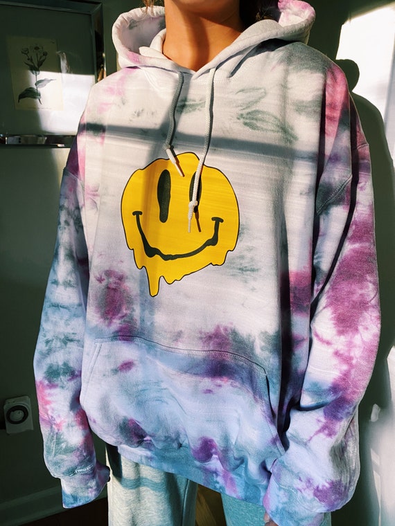 Smiley Face Tie Dye Hoodie | Etsy