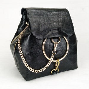 Monedero negro, Bolso hecho a mano, Regalos únicos para ella, Bolso de mujer, Mochila de piel, Ivanya Black