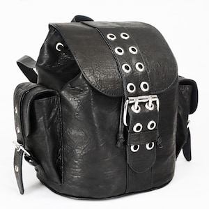 Handmade Black Leather Backpack Purse: Endellion Bag