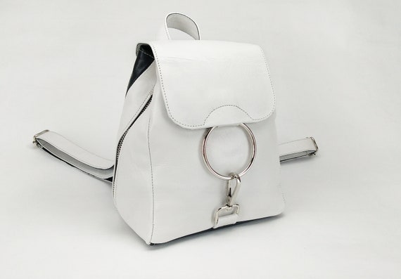 Leather Backpack White Backpack Mini 