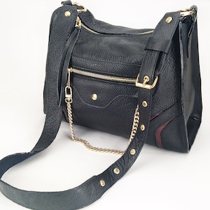 Bolso de hombro, Monedero negro, Monedero de hombro, Monedero de piel, Monedero de mujer, Bolso de mano de piel, Decelyne Black