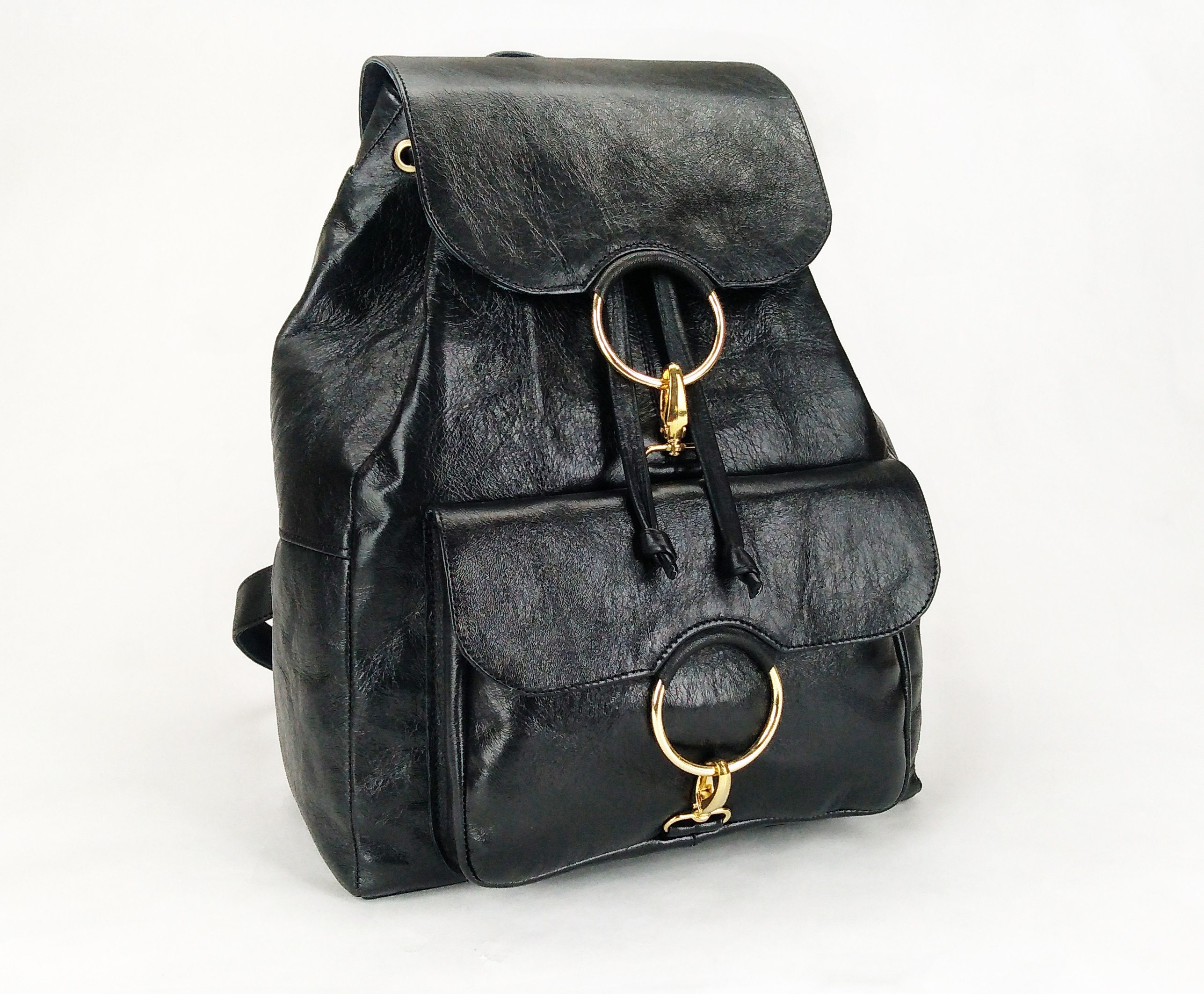 Sopresa! Slouchy super soft black backpack purse Sophie zipped business backpack in grained leather Black main image 2