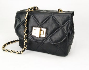 Black leather bag, Woman leather bag, Leather crossbody bag, Shoulder bag, Black purse, Crossbody bag, Handbag purse, Jelyne Black