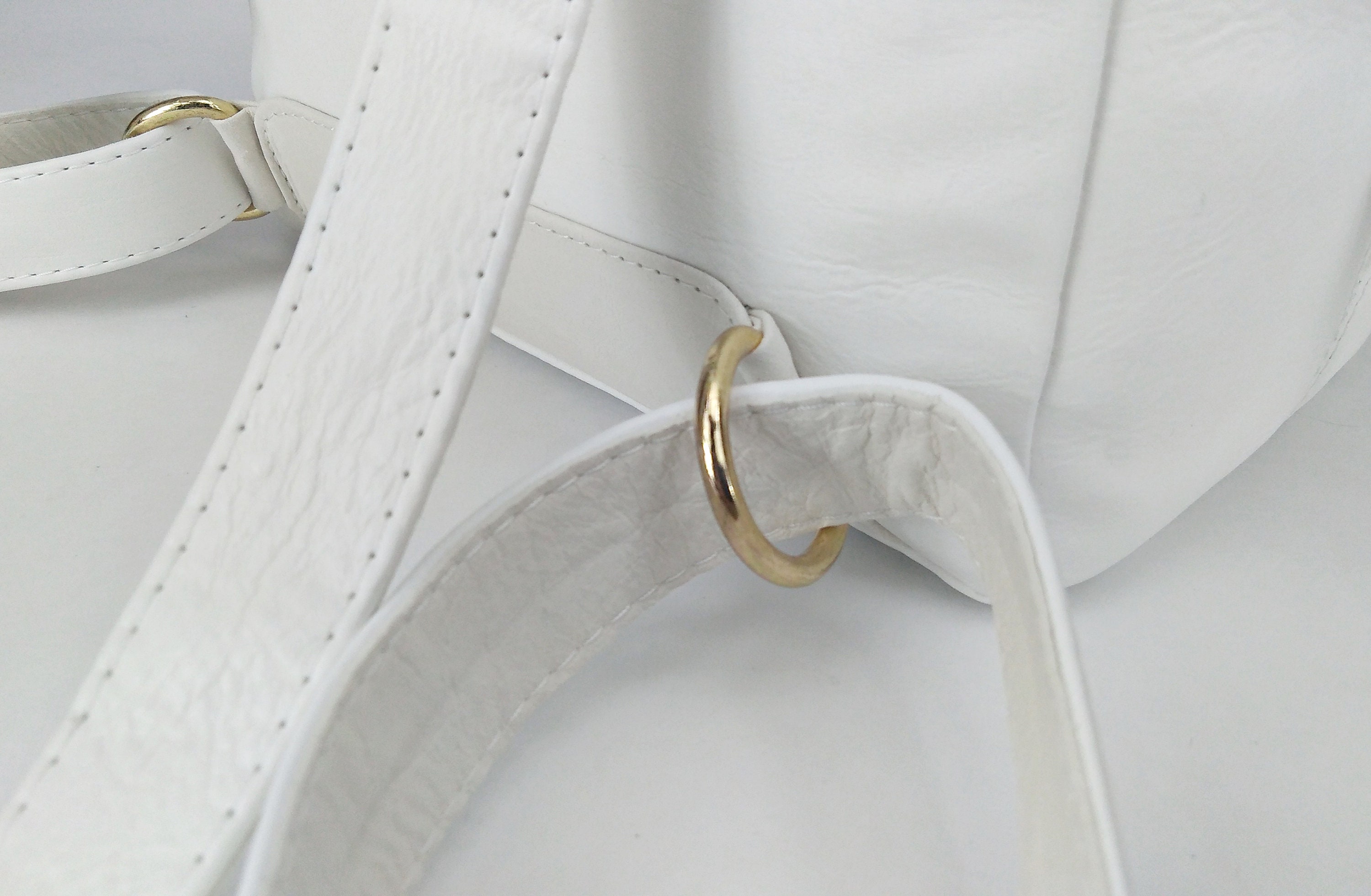 Hand made white adjustable 100% medium size leather knapsack woman\'s bag Medium Backpack Purse for Women - Etsy main image 4
