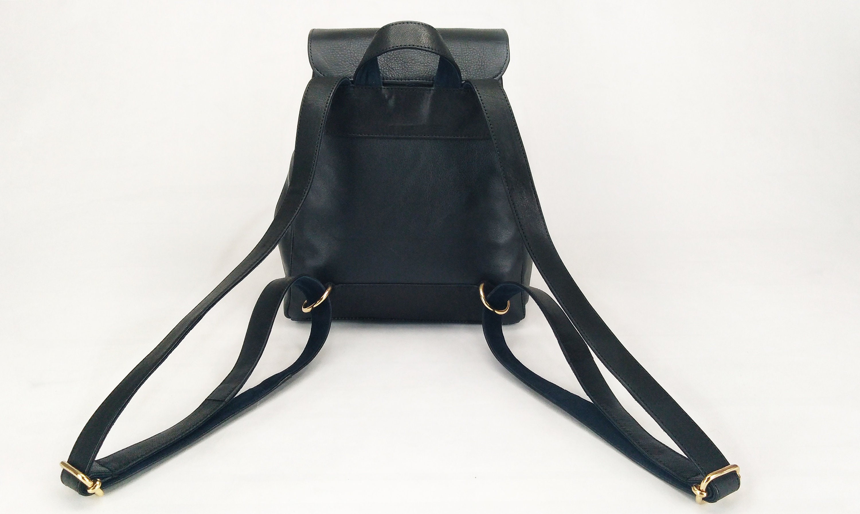 Black Backpack Leather Backpack Women Backpack Black Purse Etsy